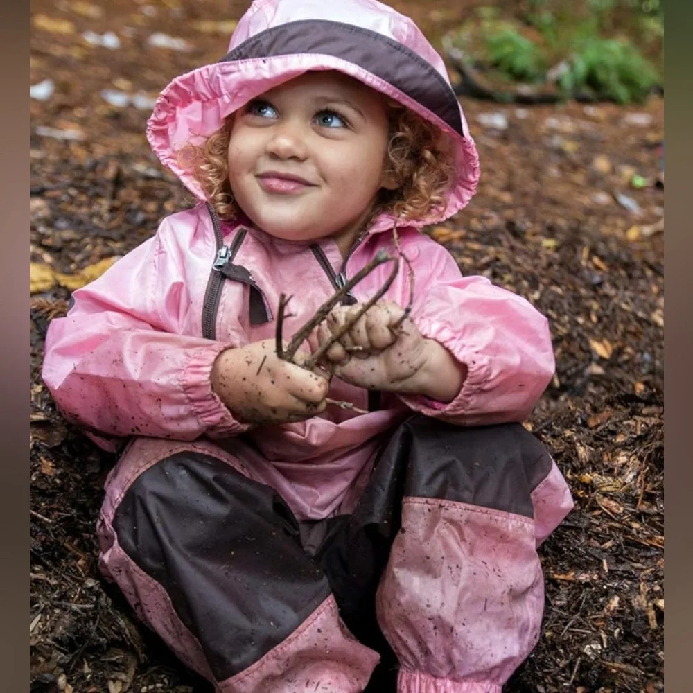 Tuffo Muddy Buddy Hooded Rainsuit Coverall Pink Size 18mo Waterproof Utility NWT